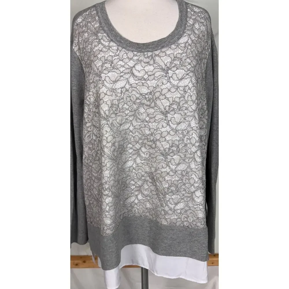 Simply Vera Wang NEW NWT Plus Size 2X Pullover Top 2Fer Blouse Under